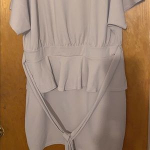 Plus Size Slash Neck Tie Waste Skater Dress